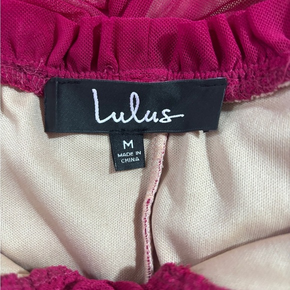 NWT Lulus Alto Fuchsia Mesh Ruched Off-the-Shoulder Bodycon Dress M - Picture 9 of 9